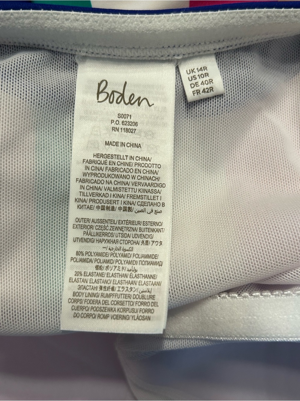 NWOT Boden Santorini Halterneck Swimsuit Multi Rainbow Stripe One Pice Size 10 - Picture 8 of 10